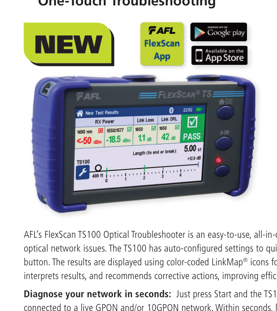 AFL FlexScan TS100 FTTH PON Troubleshooter