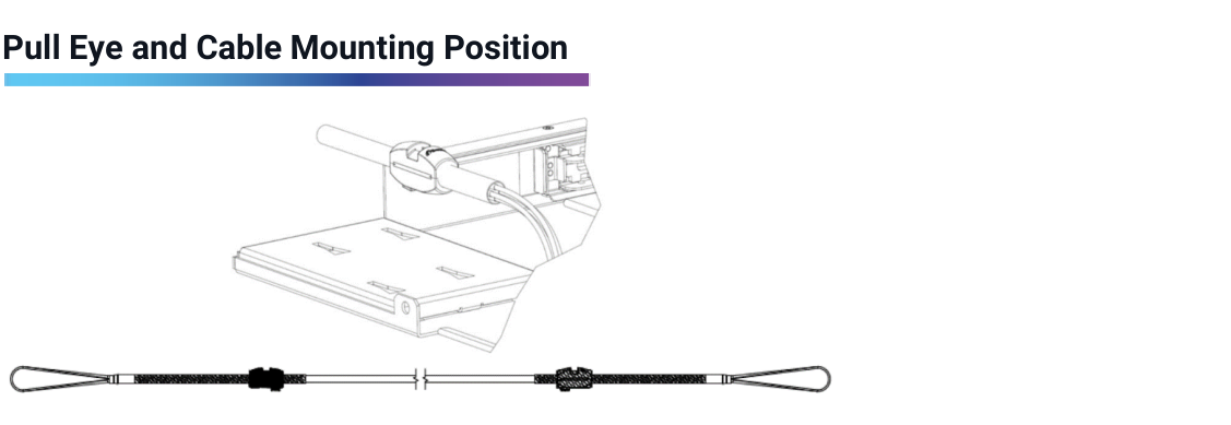 Pull-eye and cable mounting position for Fibernet Armored STAR MTP trunk cable installation